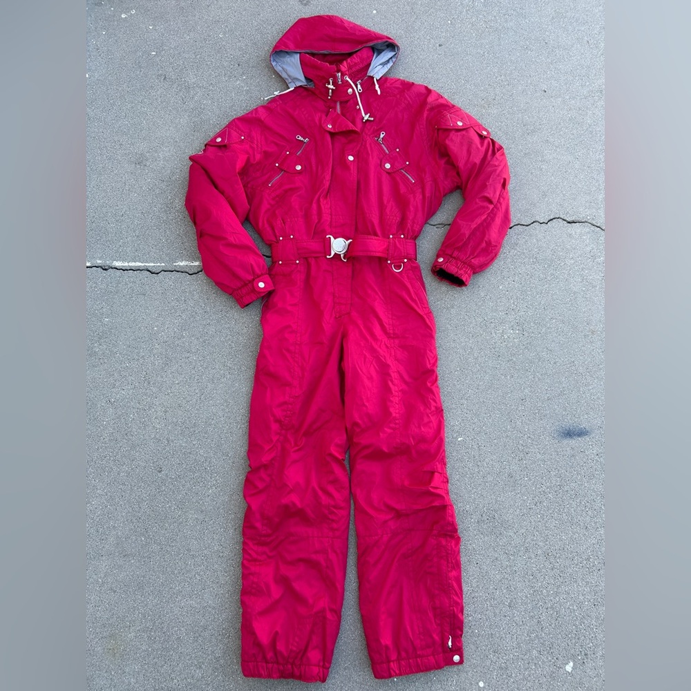 Vintage Killy Red One Piece Snowsuit/Ski With Belt Women size 12
